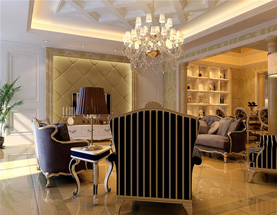 【客廳】本案以簡歐格為主,整體布局上突出軸線的對稱,恢宏的氣勢,豪_裝修美圖-新浪家居